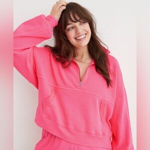 Aerie Pink Quarter Zip Sweatshirt